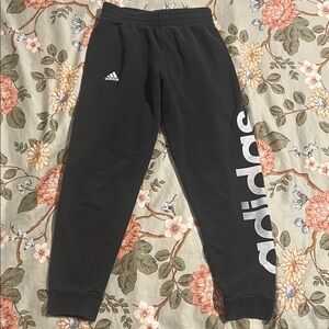 Adidas Black Tapered Sweatpants with Elastic Cuffs